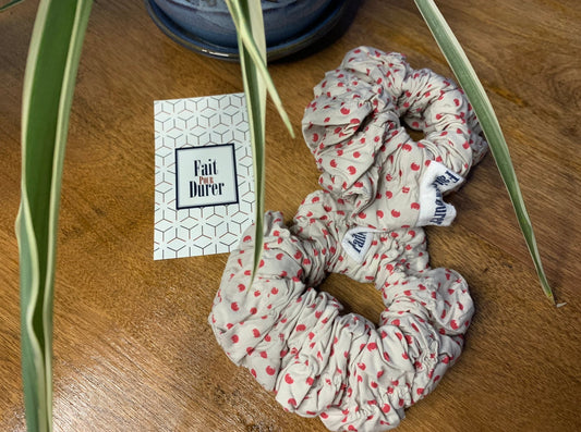 Choux à cheveux - BEIGE AVEC POIS ROUGES